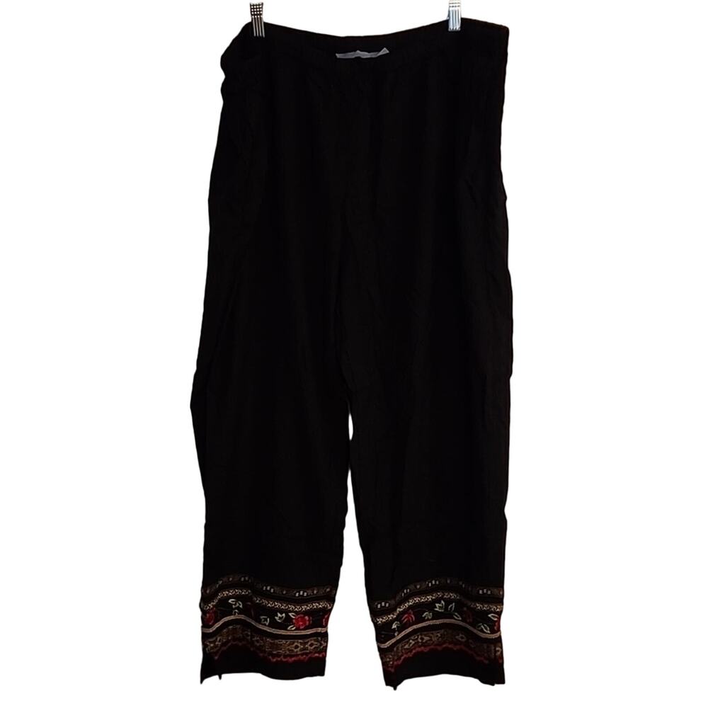 Liz & Me Black Embroidered Pants, 3X